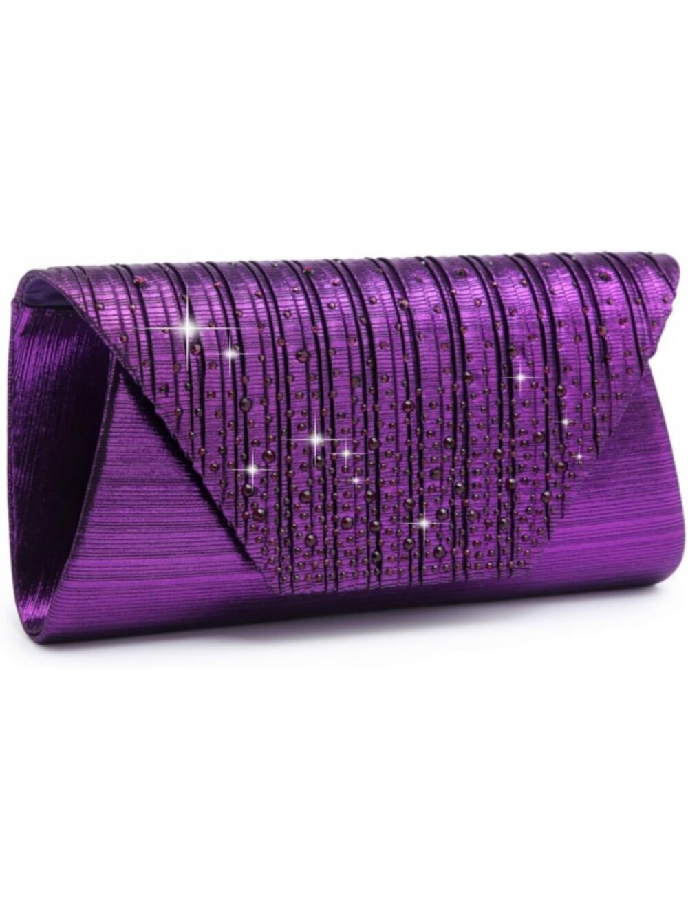 Women’s Purple Clutch Purse With Detachable Chain Wedding Formal Evening Bag
